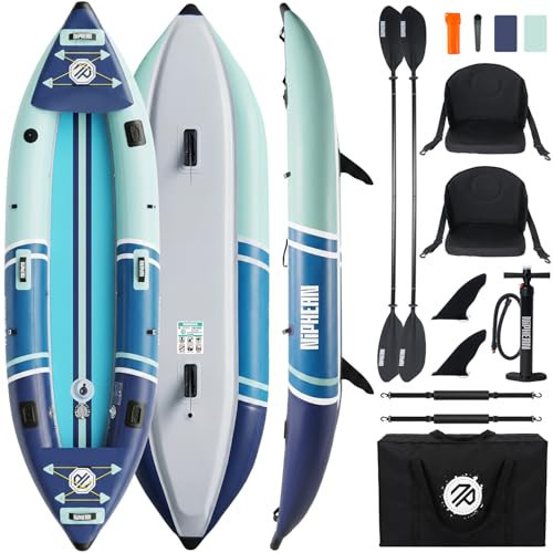 Niphean Inflatable Kayak 2 Person, 12'6" Tandem Kayak with 500lb Capacity, 3-Chamber Stable Design, Drop-Stitch Floor, with Fishing Mounts, Camera Base, Kayaks Seats for Lakes, Touring, Fishing | Amazon (US)