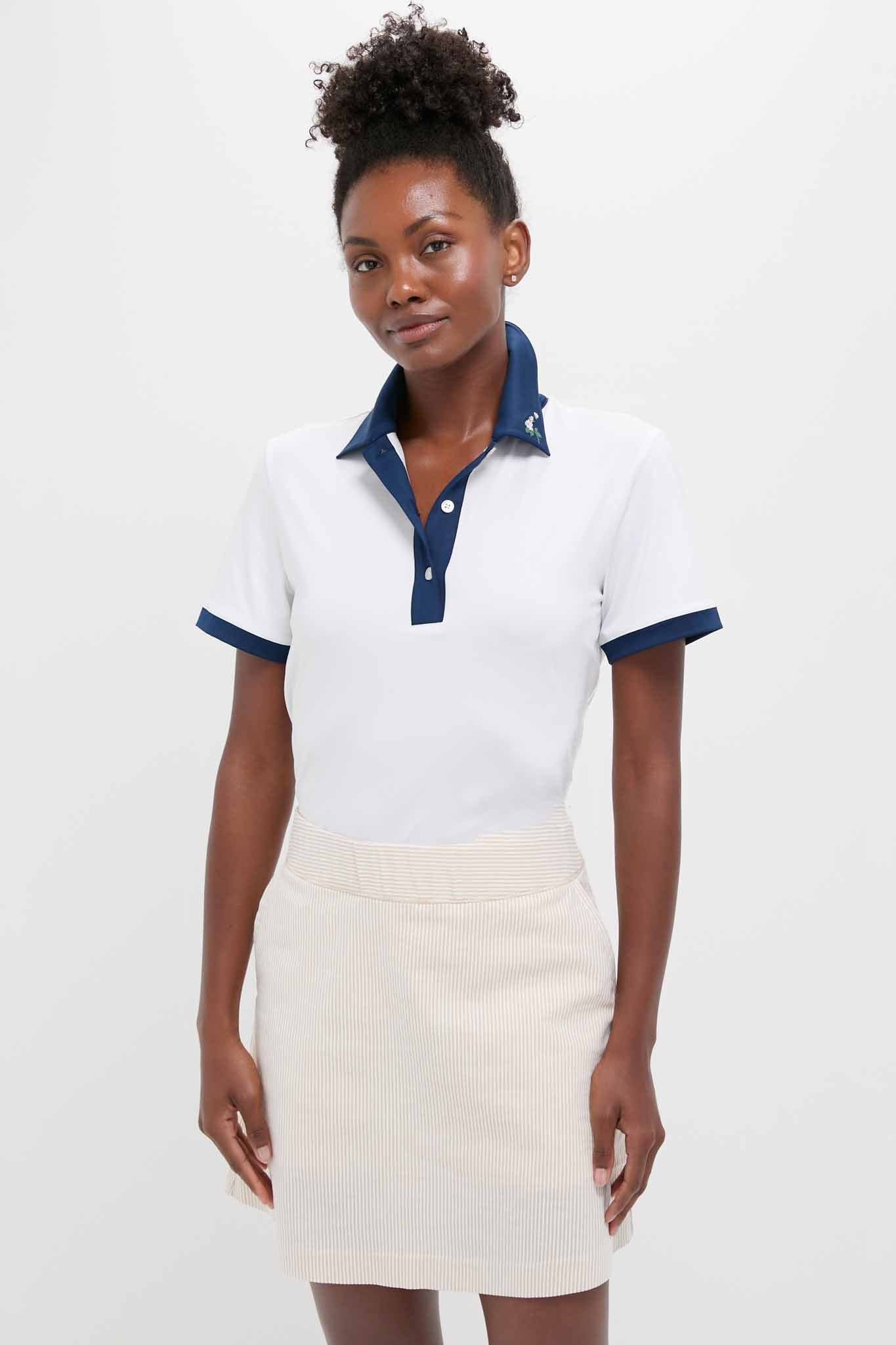 White and Blue Performance Jersey Zoe Polo | Tuckernuck (US)
