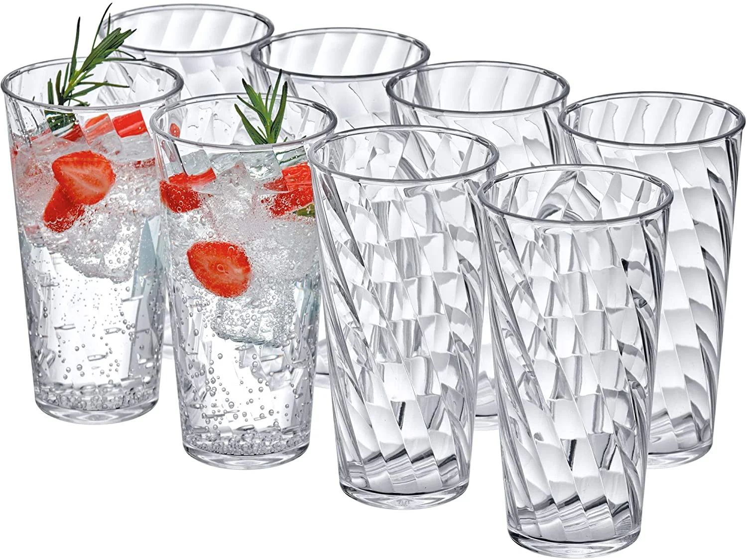 Amazing Abby - Glacier - 18-Ounce Plastic Tumblers (Set of 8), Plastic Drinking Glasses, All-Clea... | Walmart (US)