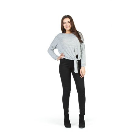 Papillon - Grey Heathered Sweater With Front Tie - ST02311 GREY M Contemporary Woman s Fashion | Walmart (US)