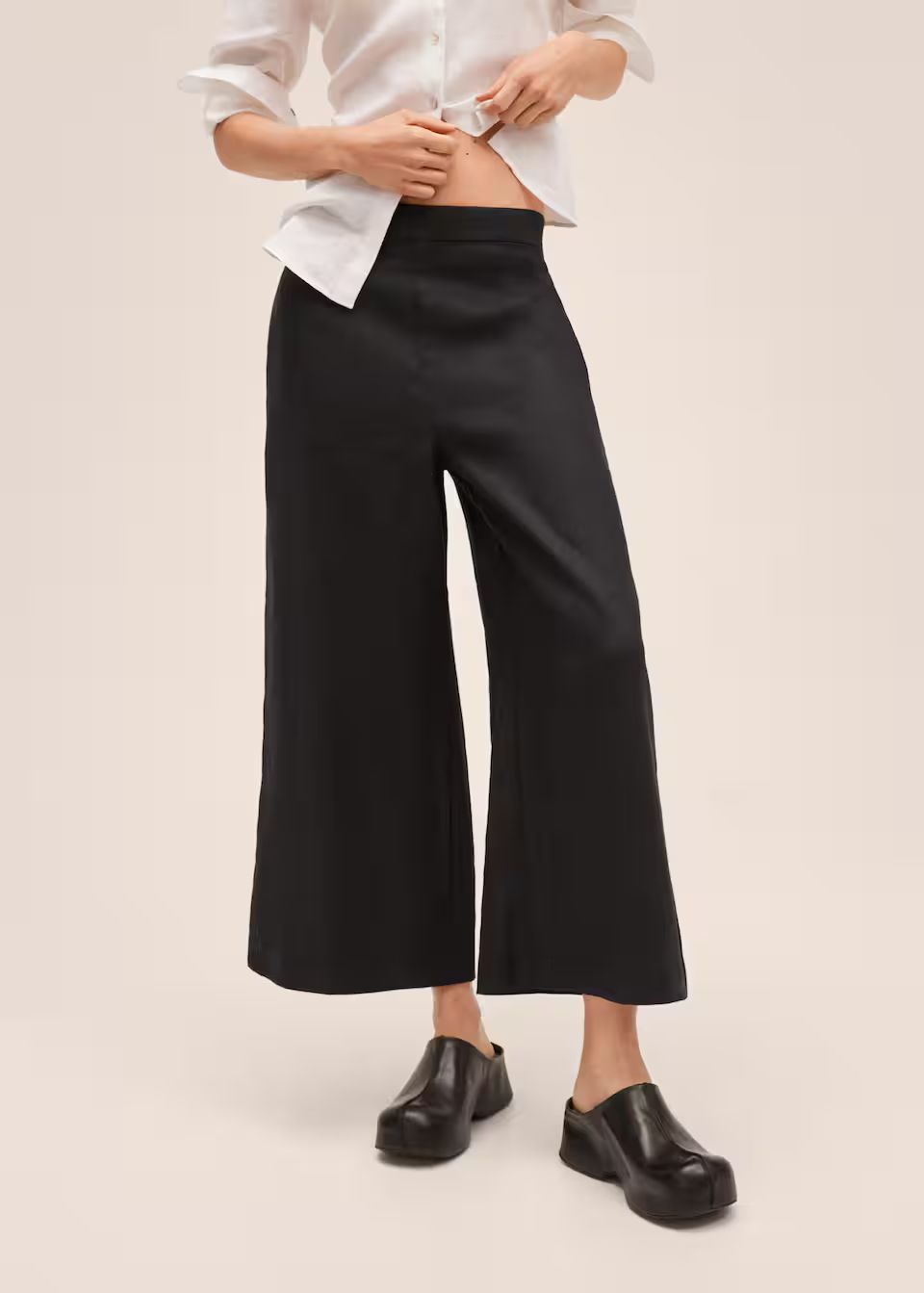 Linen-blend culotte trousers | MANGO (US)