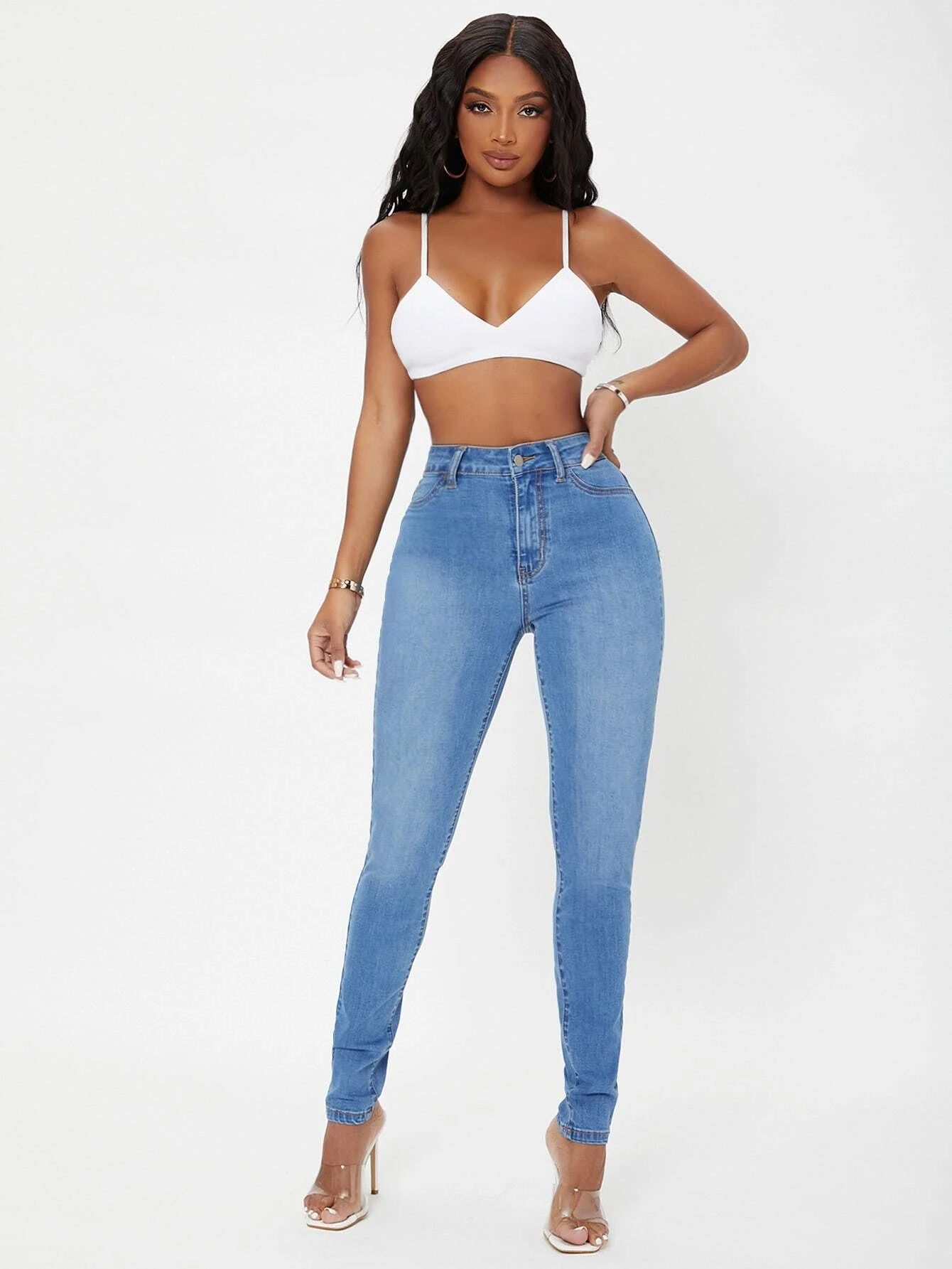 SHEIN SXY Curvy High Waist Skinny Jeans | SHEIN