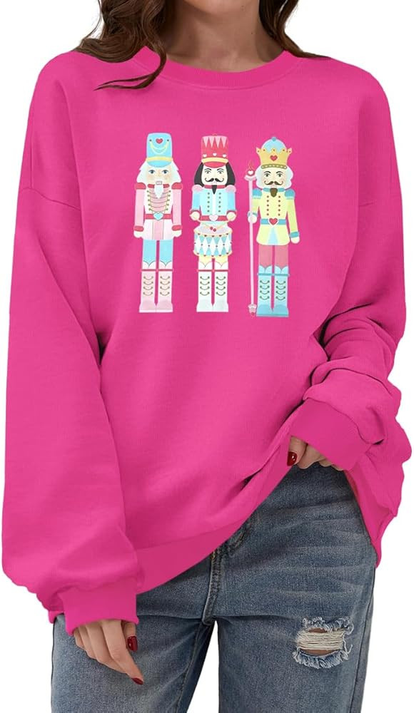 Women's Christmas Nutcracker Sweatshirt Crewneck Long Sleeve Shirt Xmas Holiday Pullover Tops | Amazon (US)