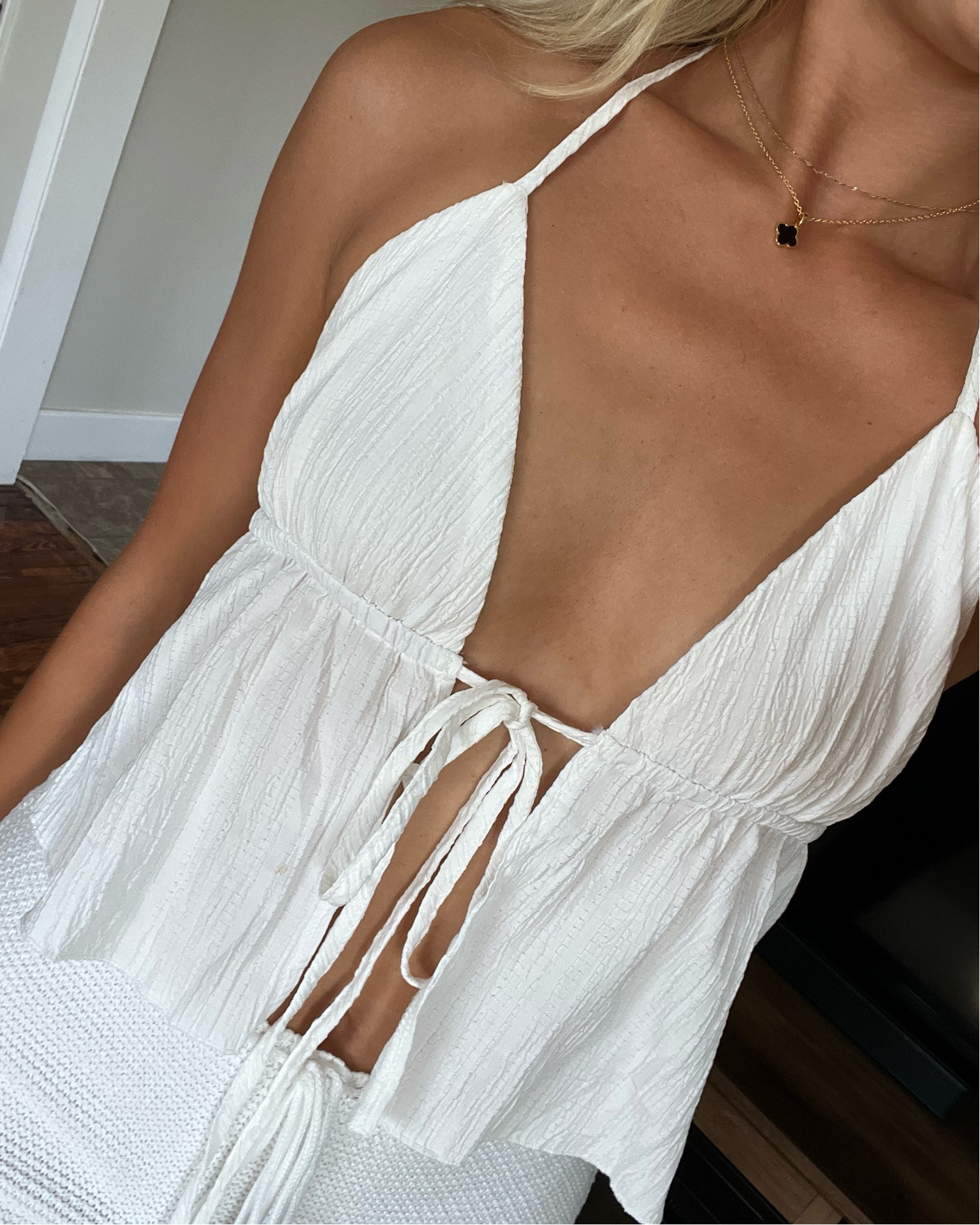 Amazon summer tie front halter top, wearing size small 🤍

#LTKFindsUnder50 #LTKSeasonal #LTKSummerSales