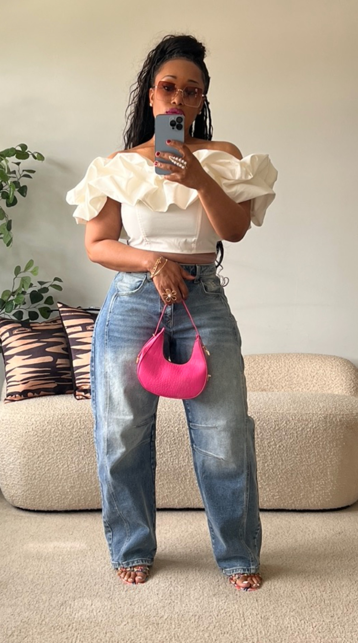 A quick and easy AFFORDABLE Spring look! Jeans and a white top will never fail you. Add a pop of color via bag or shoes (or both) and you've got cuteness to bootness without any thought. 

Shoes: Akira (old)
Barrel jeans: Fashion Nova  ("Passoni", medium wash, size 7. they run very large so size down at least one size.) 

 #LTKSeasonal #LTKOver40 #LTKFindsUnder100