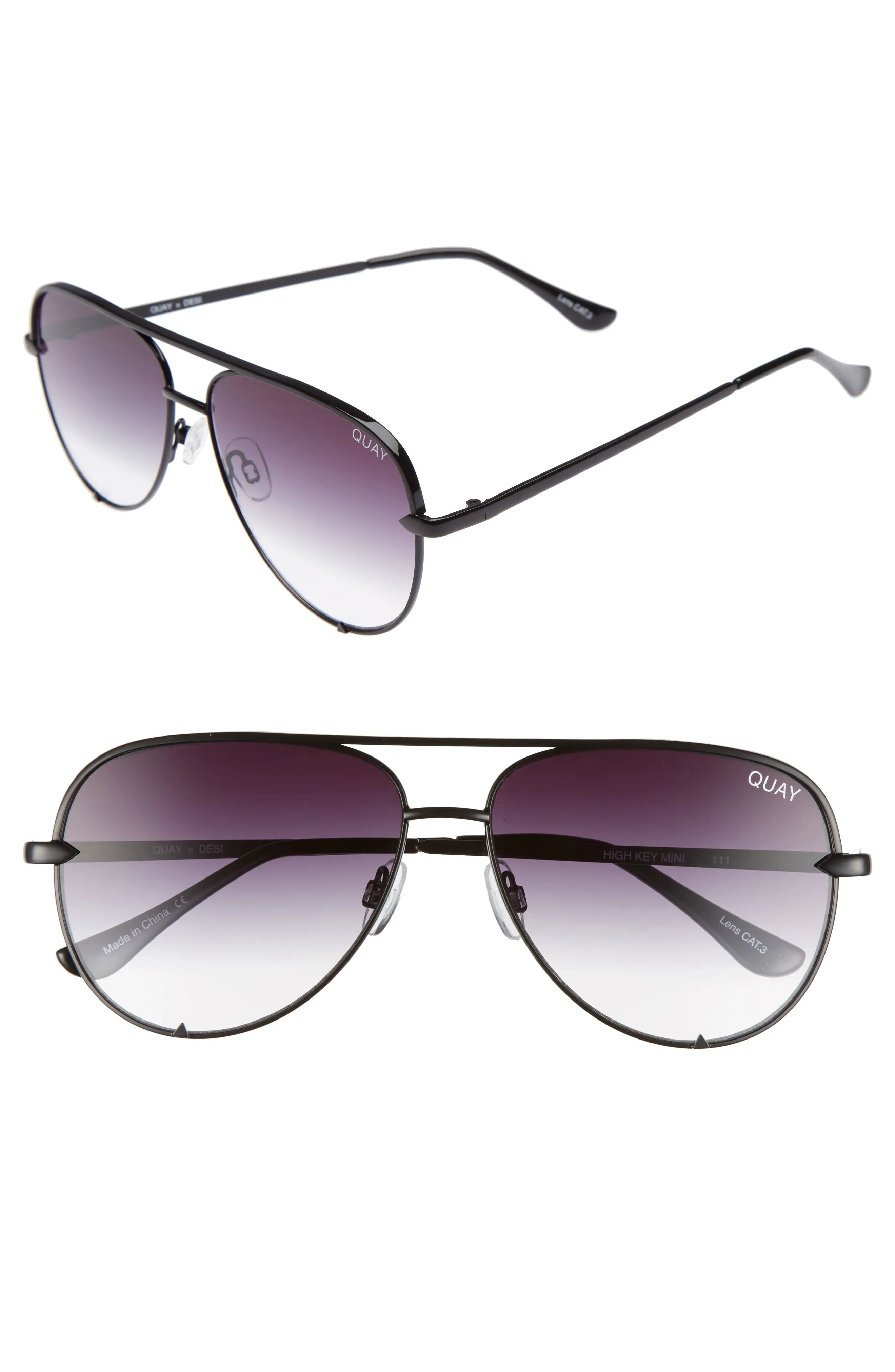 Women's Quay Australia X Desi Perkins High Key Mini 57Mm Aviator Sunglasses - Black/ Fade To Clear | Nordstrom