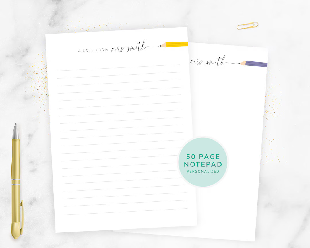 Personalized Teacher Notepad, A Note From, Teacher Notepads, Teacher Stationery, Teacher Gift, Te... | Etsy (US)