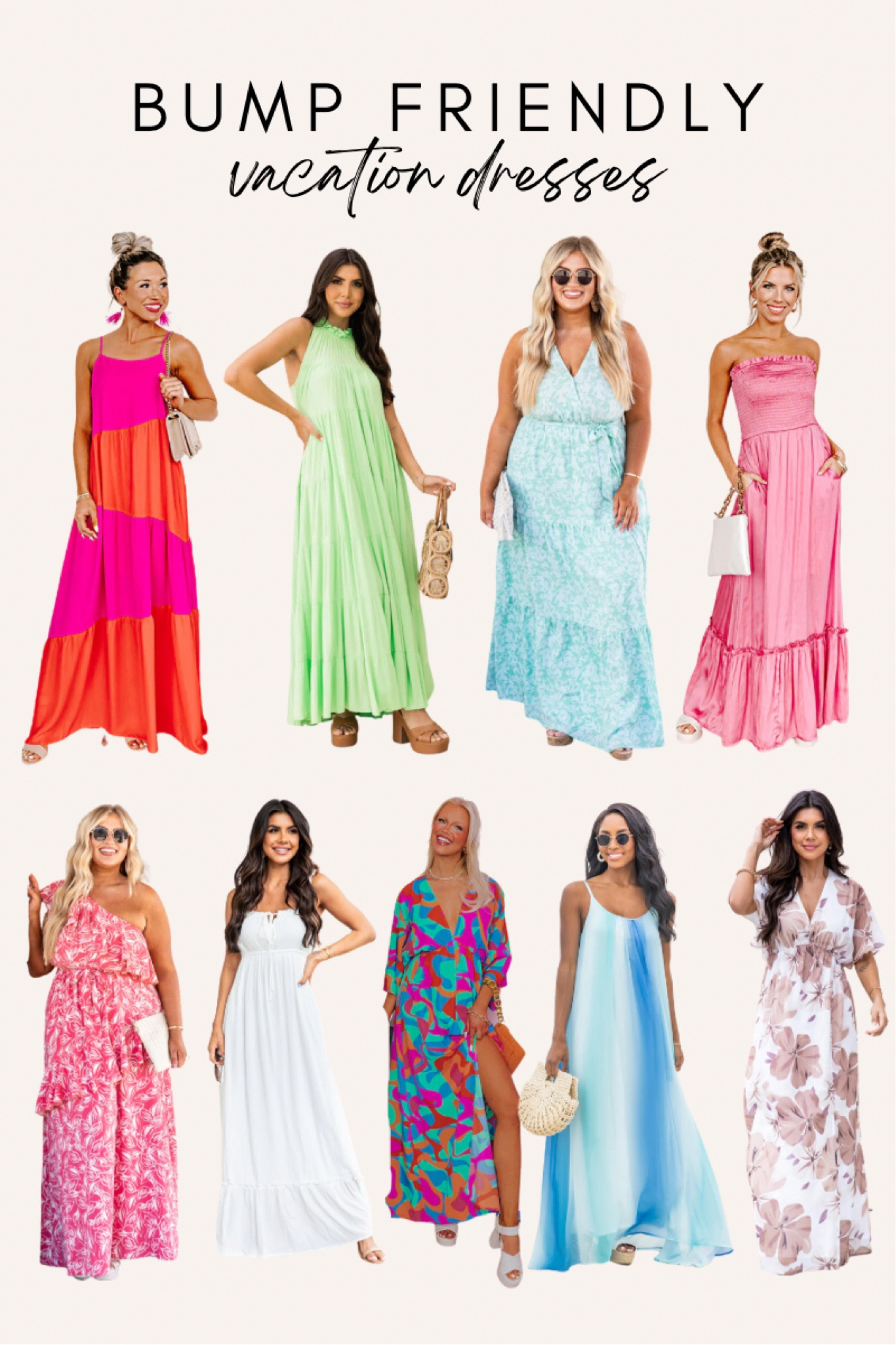 bump friendly dress / spring dress / summer dress / maternity / vacation dress / beach dress / pink dress / blue dress / white dress / shop impressions / pink lily 

#LTKunder100 #LTKstyletip #LTKbump