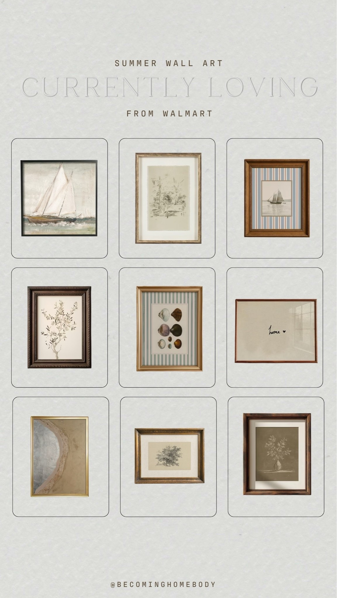 Summer wall art from Walmart 🤍 The prettiest neutral art pieces for summer home decor. Neutral Home Decor, Walmart Decor, Walmart Home, Pretty Artwork