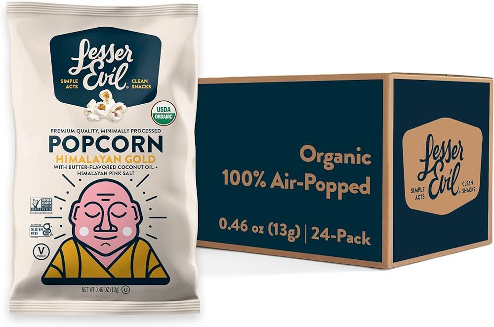 LesserEvil Himalayan Gold Salt Organic Popcorn, Premium Quality, Minimally Processed, No Vegetabl... | Amazon (US)