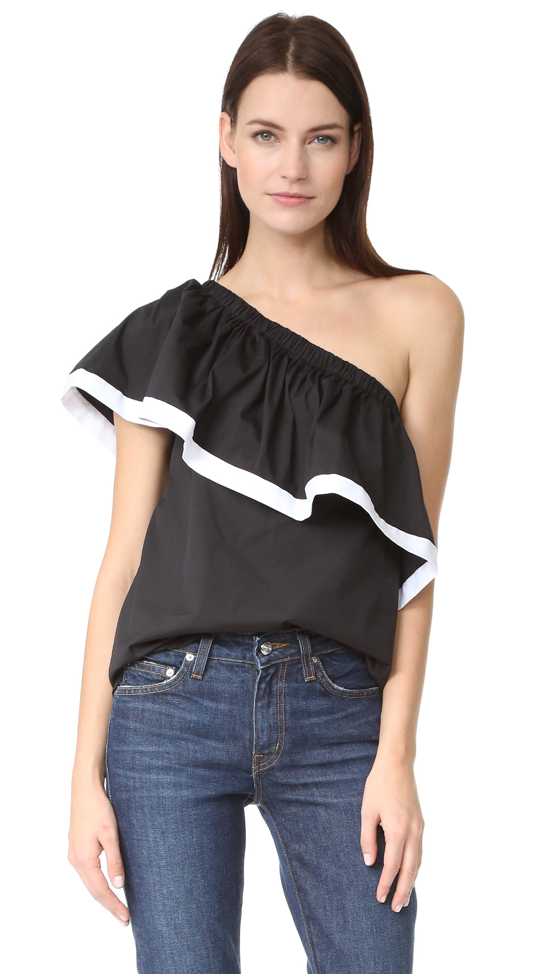 Poplin One Shoulder Top | Shopbop