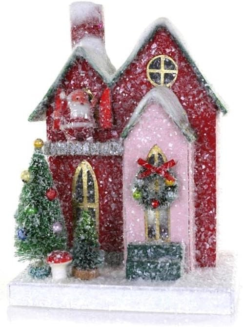 Cody Foster & Co 7.25" Red and Pink Petite Christmas Village Chateau House with Santa | Amazon (US)