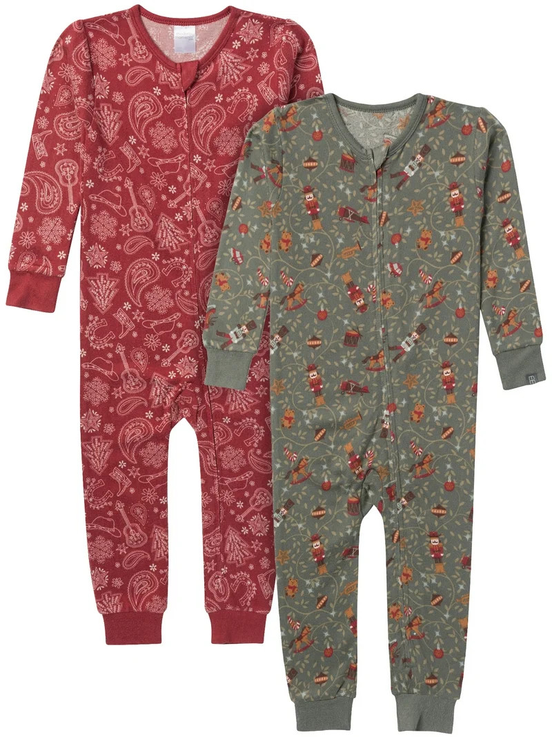 Modern Moments by Gerber Christmas One-Piece Pajamas, 2-Pack, Sizes 12 Months - 5T | Walmart (US)