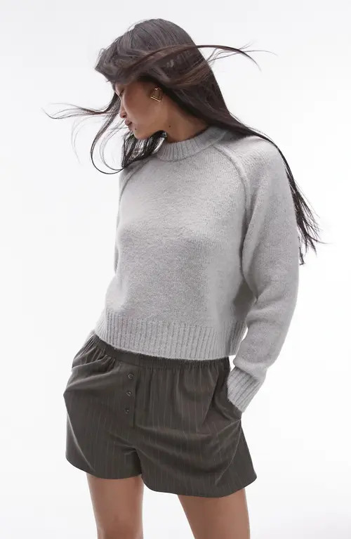 Topshop Exposed Seam Sweater in Light Grey at Nordstrom, Size Large | Nordstrom