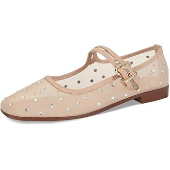 DOEYG Mesh Ballet Flats Shoes for Women Leopard Animal Print Mary Jane Flats Shoes Square Toe Dre... | Amazon (US)