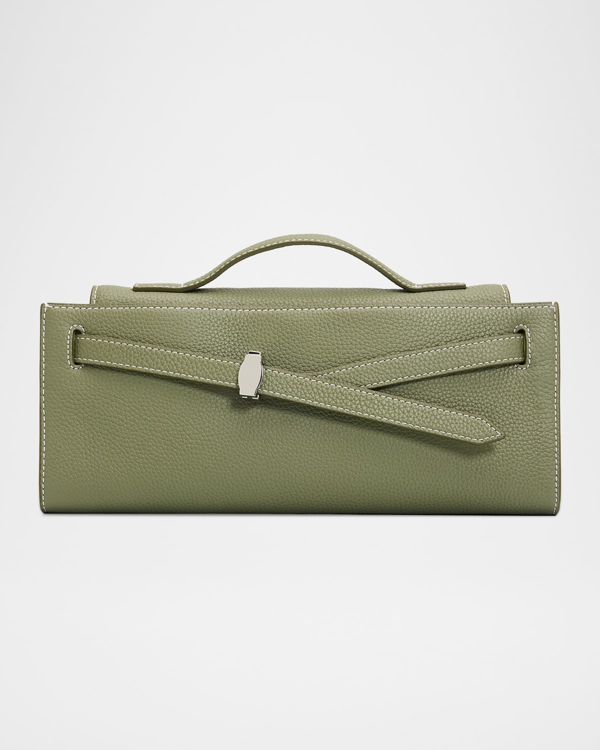 Dash Belted Pebble Leather Clutch Bag | Neiman Marcus