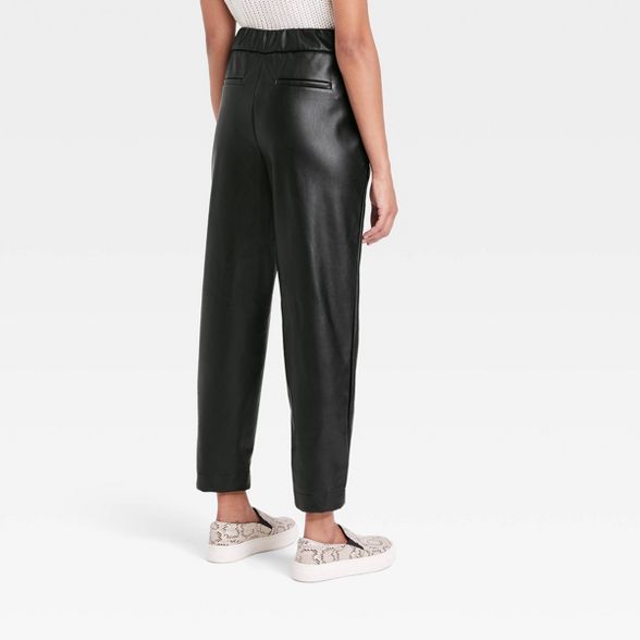 Women's High-Rise Faux Leather Tapered Ankle Pull-On Pants - A New Day™ | Target