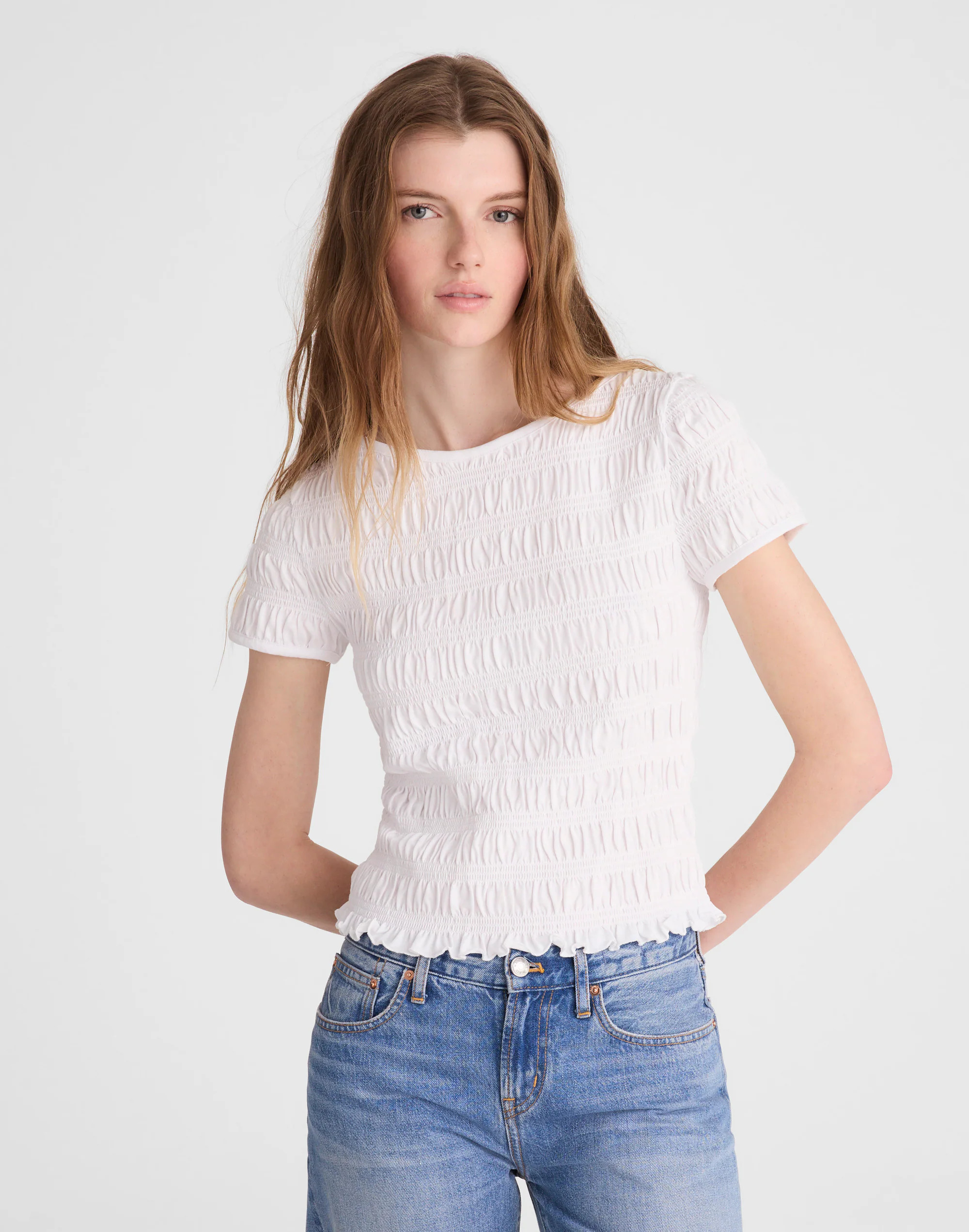 Smocked Short-Sleeve Top | Madewell