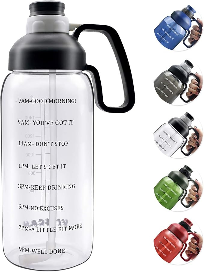 64 OZ Water Bottle with Straw and Time Half Gallon Water Bottle with Time Marker Water Bottles La... | Amazon (US)