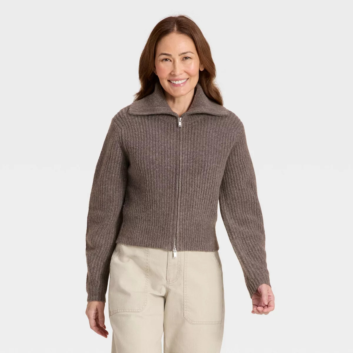 Women's Full Zip Cardigan - Universal Thread™ Cream S | Target