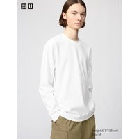 Uniqlo - AIRism - Cotton Oversized Crew Neck Long Sleeved T-Shirt - White - L | Uniqlo NL