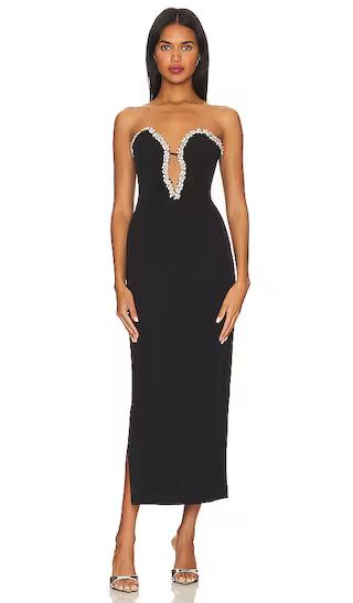 Eleni Diamante Midi Dress in Black | Revolve Clothing (Global)