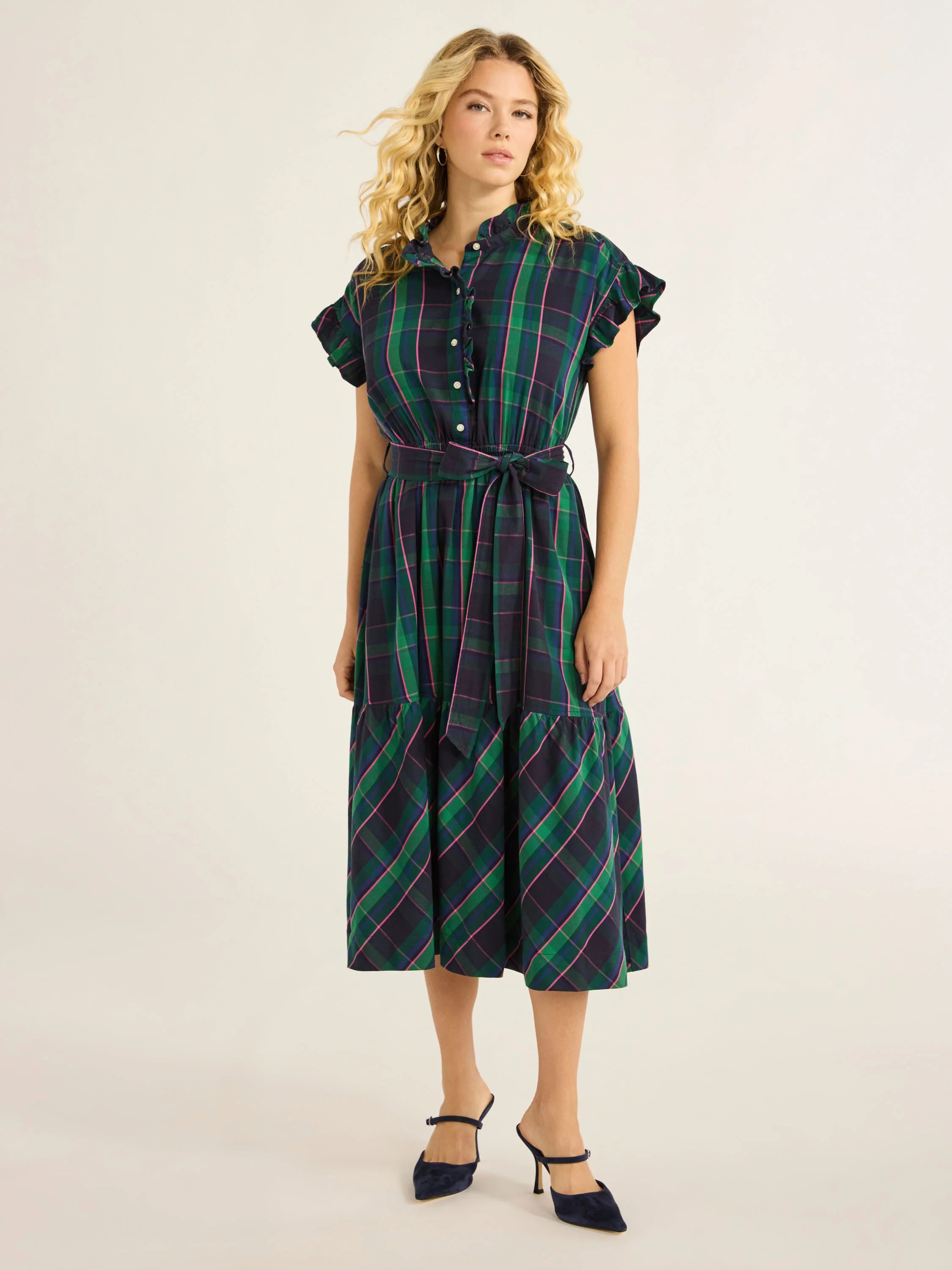 Free Assembly Women’s and Women's Plus Cotton Ruffle Midi Dress with Short Sleeves, Sizes XS-4X | Walmart (US)
