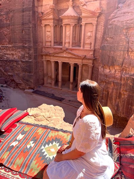 Having my Indiana Jones moment overlooking the Treasury in Petra!

#LTKunder50 #LTKtravel #LTKunder100