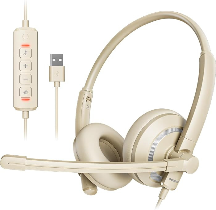 awatrue USB Headset with Microphone for PC Laptop - Headphones with Noise Cancelling Microphone f... | Amazon (US)