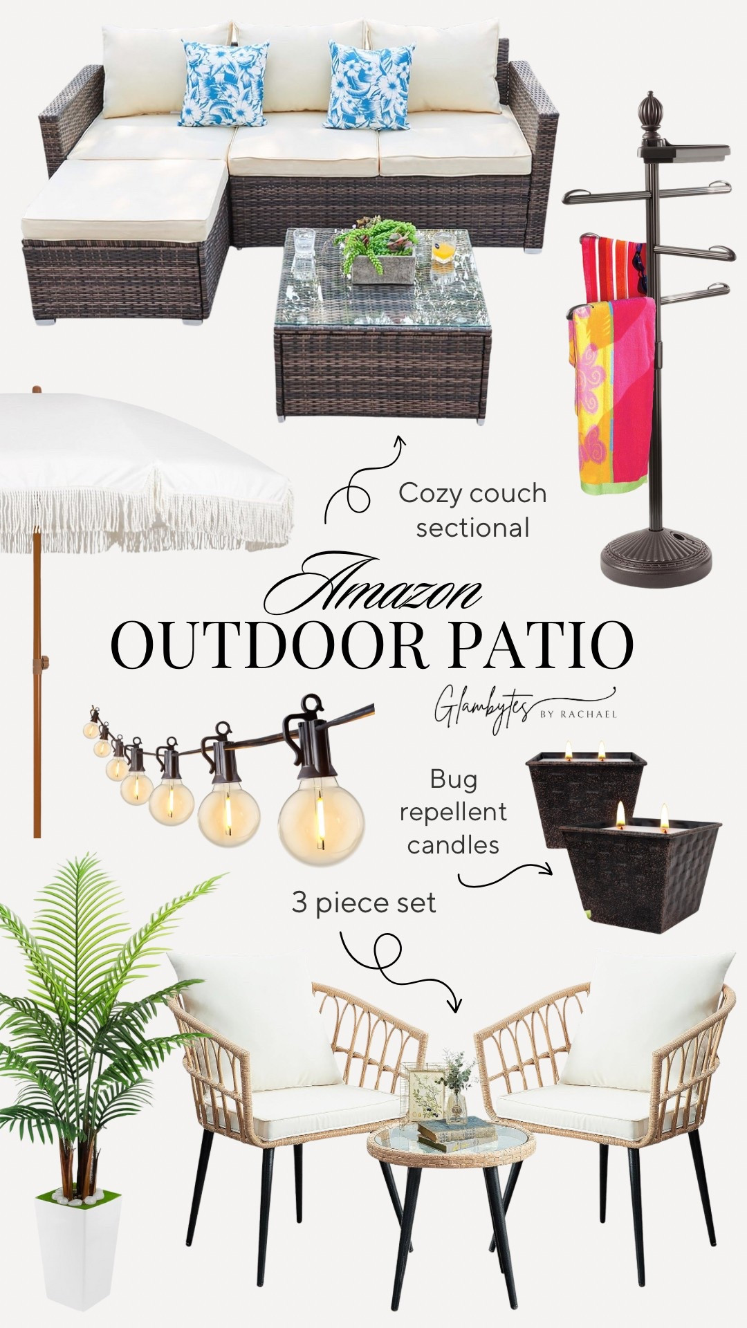 Amazon outdoor patio finds 🤍 Select styles on sale now! 

Outdoor patio set, outdoor furniture, outdoor chairs, on sale now, bug repellent candle, outdoor towel rack, outdoor decor, outdoor lights, backyard furniture, Amazon outdoor, Amazon patio finds, palm trees, glambytes

#LTKSaleAlert #LTKSeasonal #LTKHome