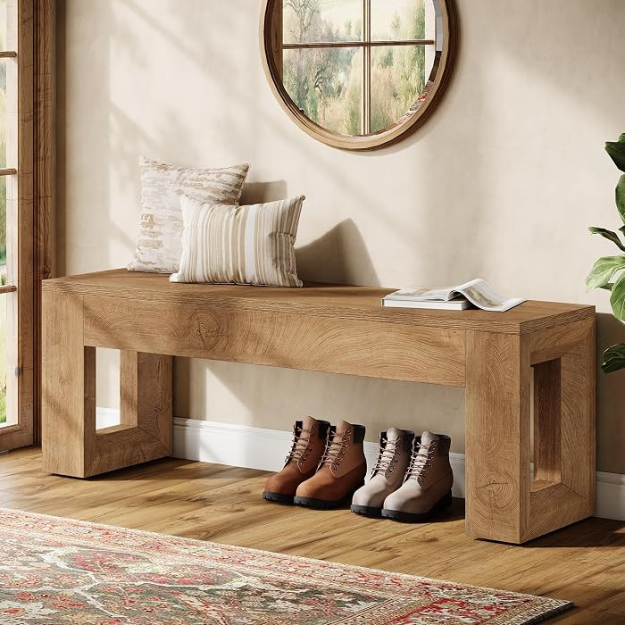 Tribesigns 47" Entryway Bench, Farmhouse Long Bench Seat for Dining Room, Living Room, Entryway, ... | Amazon (US)