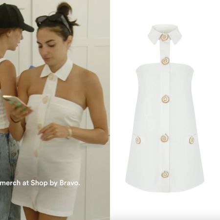 Paige DeSorbo’s White Collared Halter Dress is by My Beachy Side // Shop Similar 