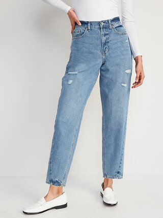 Extra High-Waisted Ripped Non-Stretch Balloon Jeans for Women | Old Navy (US)