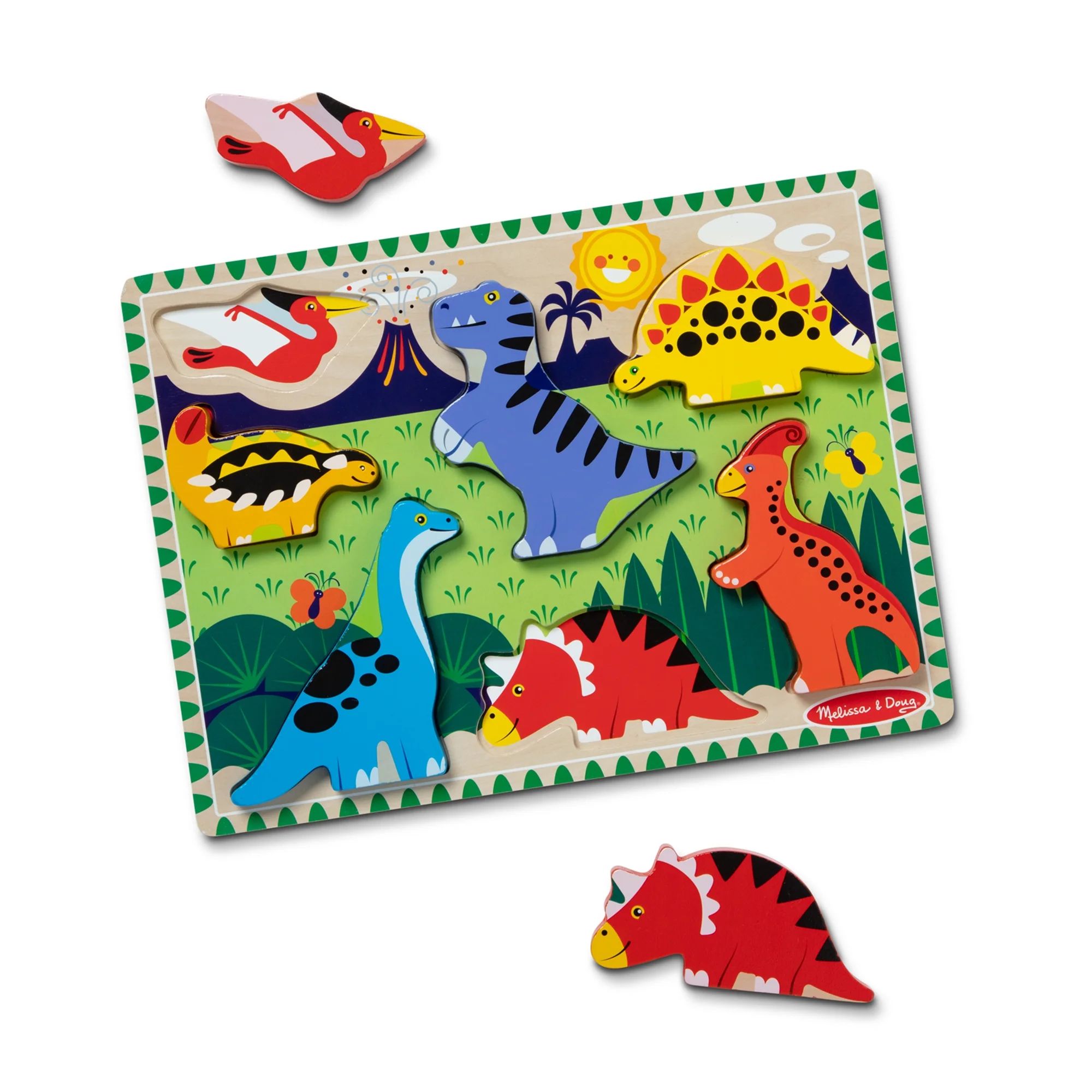Melissa & Doug Dinosaur Wooden Chunky Puzzle (7 pcs) - FSC Certified | Walmart (US)