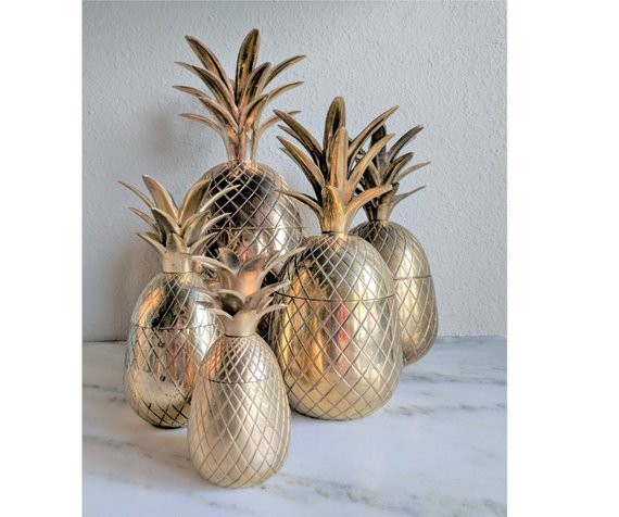 Vintage Brass Pineapple Container, Pineapple Candle Holder, Lidded Pineapple Trinket Box Ice Buck... | Etsy (US)