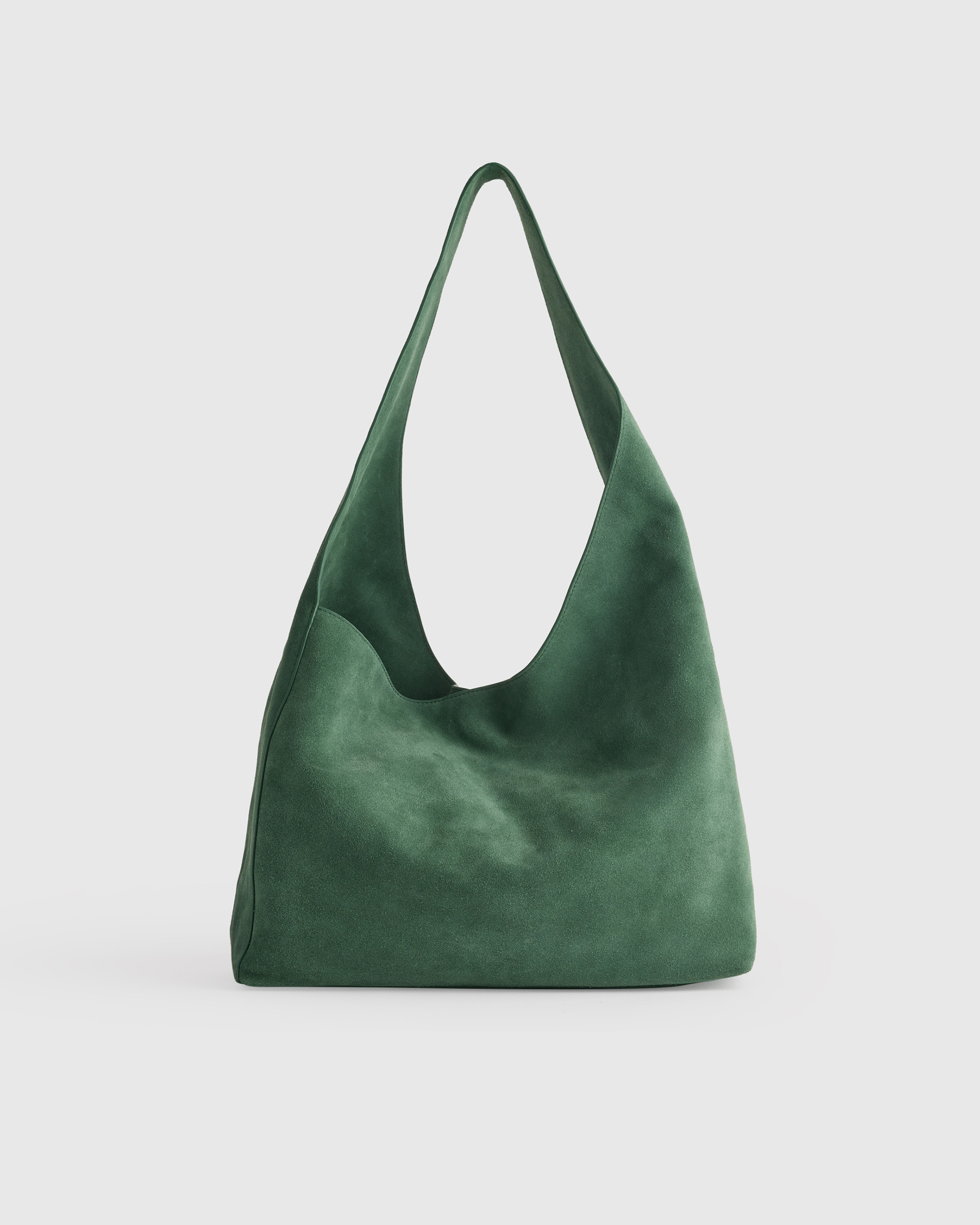 Italian Suede Slouchy Shoulder Bag in Chocolate Brown | Quince