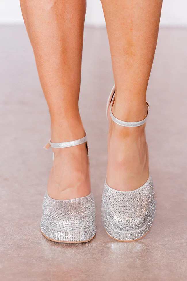 Eve Silver Chunky Sparkle Heel | Pink Lily