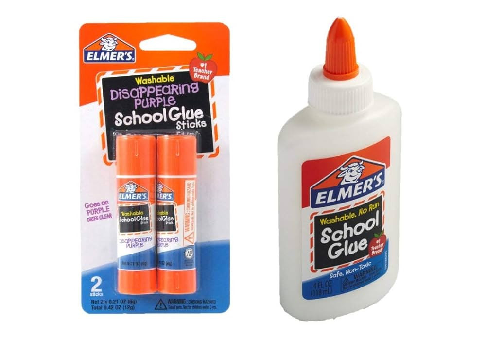 Elmer's bundle Washable Liquid School Glue, White, Dries Clear, 4 fl oz Plus Disappearing Purple ... | Amazon (US)