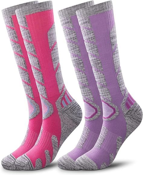 Ski Socks Women Men,Thermal Skiing & Snowboard Socks, Cold Weather, Winter Performance Socks 2-Pack | Amazon (US)