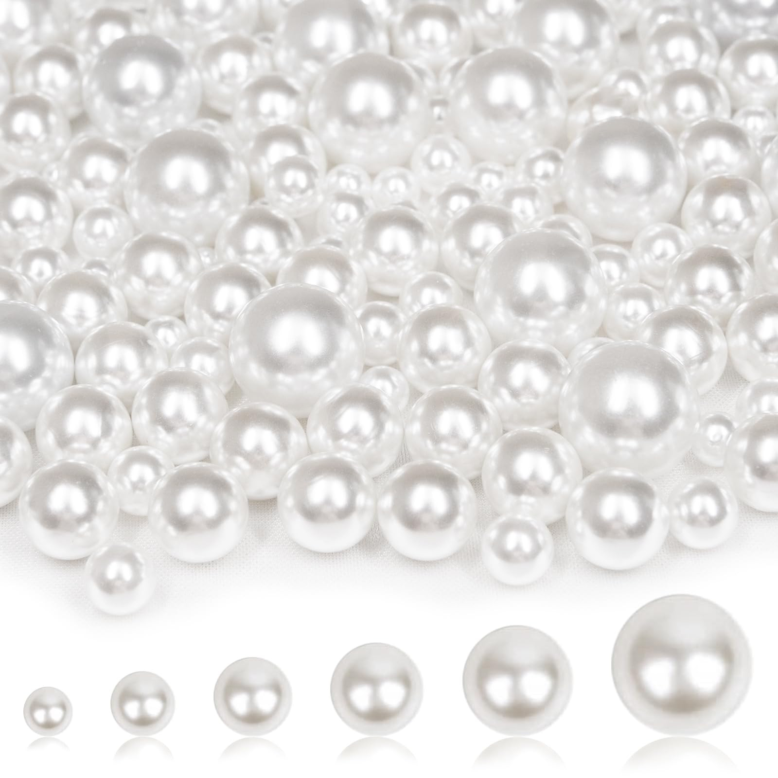 2000PCS Pearls for Crafting, White No Hole Beads for Centerpieces Vases, Assorted Sizes Bulk Fake... | Amazon (US)