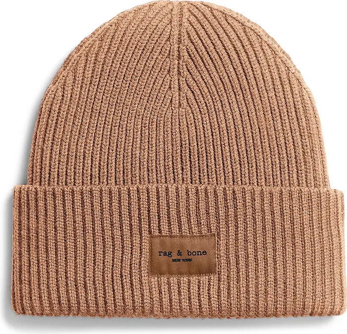 Blake Logo Patch Wool Blend Rib Beanie | Nordstrom