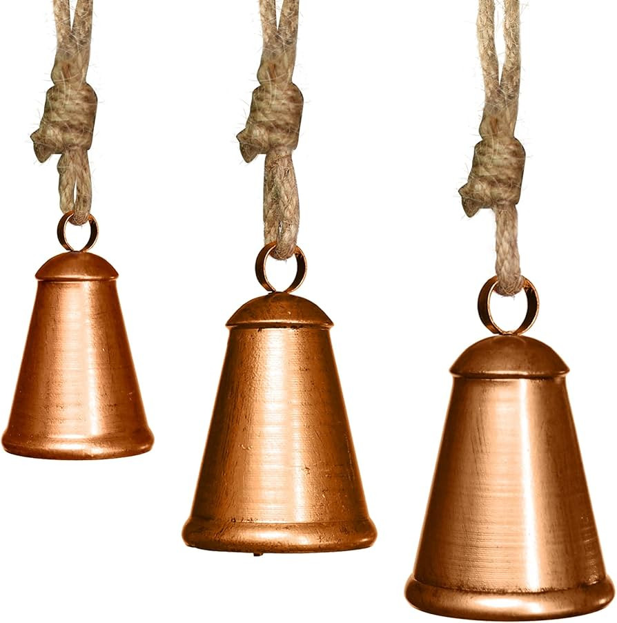 Christmas Bells for Decoration, Set of 3 Harmony Cow Bells, Vintage Handmade Rustic Hanging Bells... | Amazon (US)