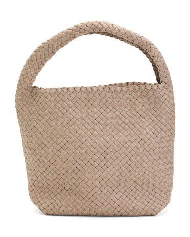 Made In Italy Leather Woven Dual Zip Compartment Hobo | TJ Maxx