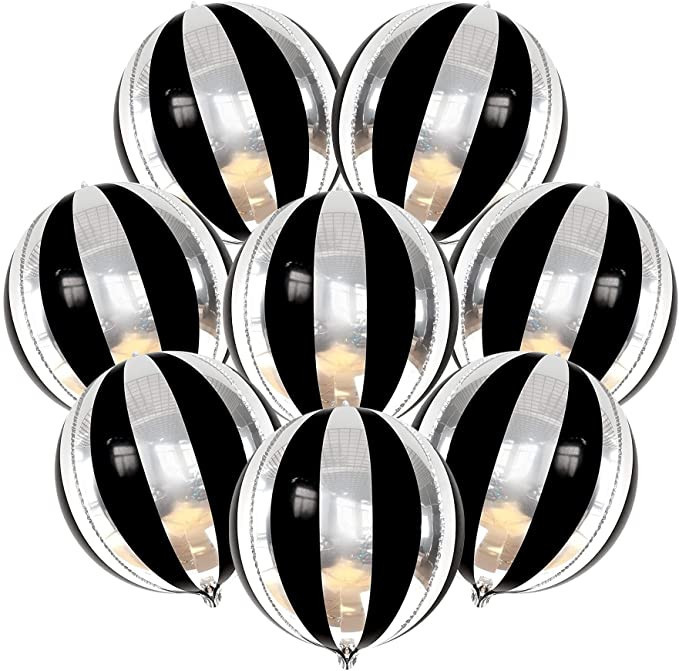 Black and Silver Balloons 22 Inch 4D Stripe Aluminum Foil Mylar Balloon for Birthday Baby Shower ... | Amazon (US)