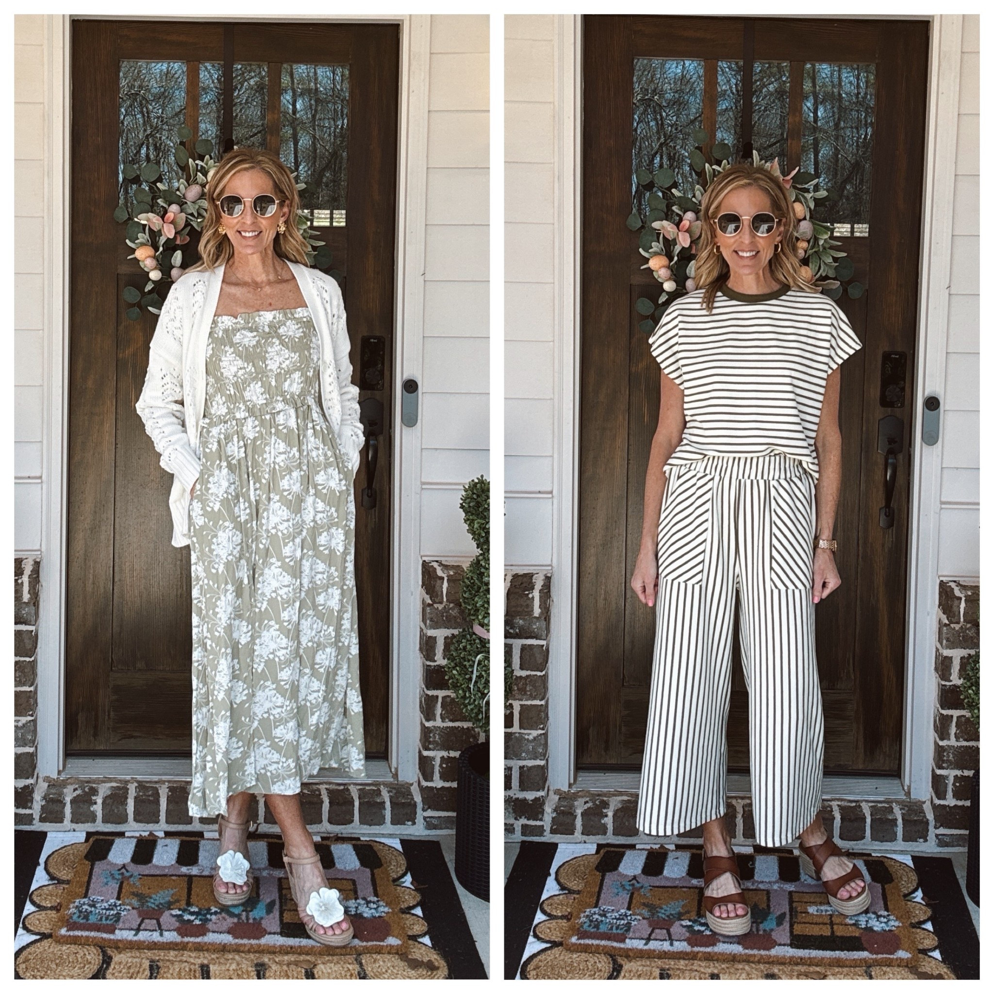 Steal my Sunday style This beautiful Free Assembly dress with the smocked bodice and peplum detail is one I simply cannot get over. It’s light, flattering, and just perfect for spring. I layered it with this cardigan (and yes… it’s the same one I wore last Sunday — because outfit repeating is always a good idea). Comment SUNDAY and I’ll send you all the links.

And speaking of favorites… this Amazon set is one of my go-to outfits when I want to be comfy. It’s perfect for travel, weekend errands, or those easy days when you still want to look pulled together. Both of these looks are so good for spring break. Throw them in your suitcase and you’re set.