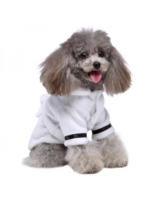 Puppy Pet Dog Clothes Pajama Robe Sleepwear Warm Hooded Bathrobe Water Absorbent | Walmart (US)