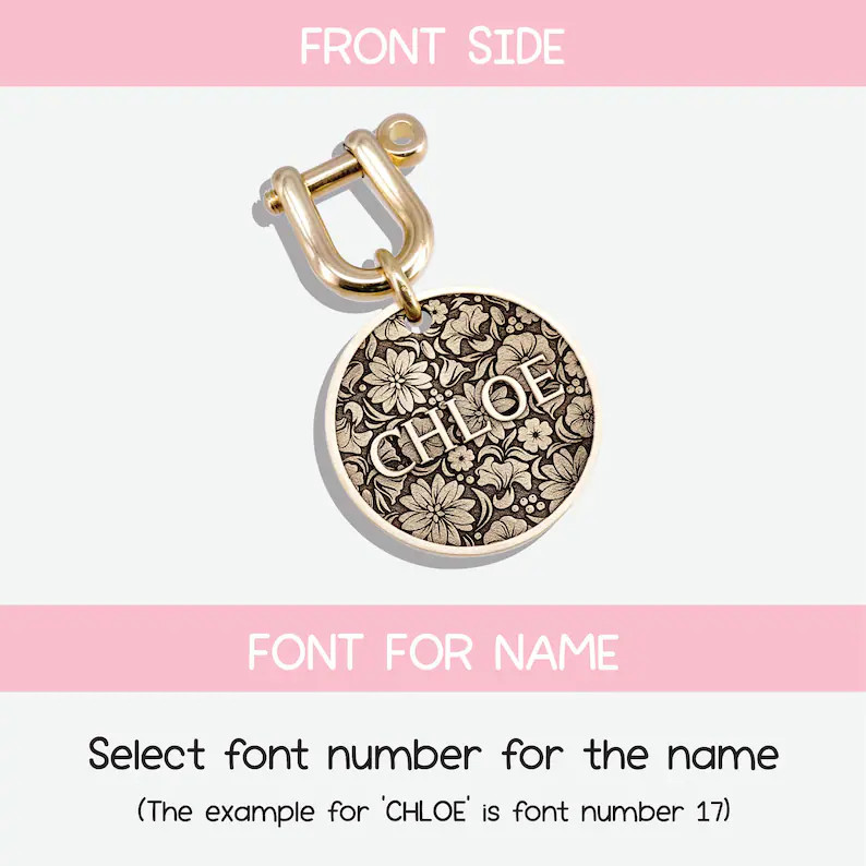 Custom Pet Tag, Personalized Dog Tag, Cat ID Tag, Brass Dog Tag, Flower Dog Collar Tag - Etsy | Etsy (US)