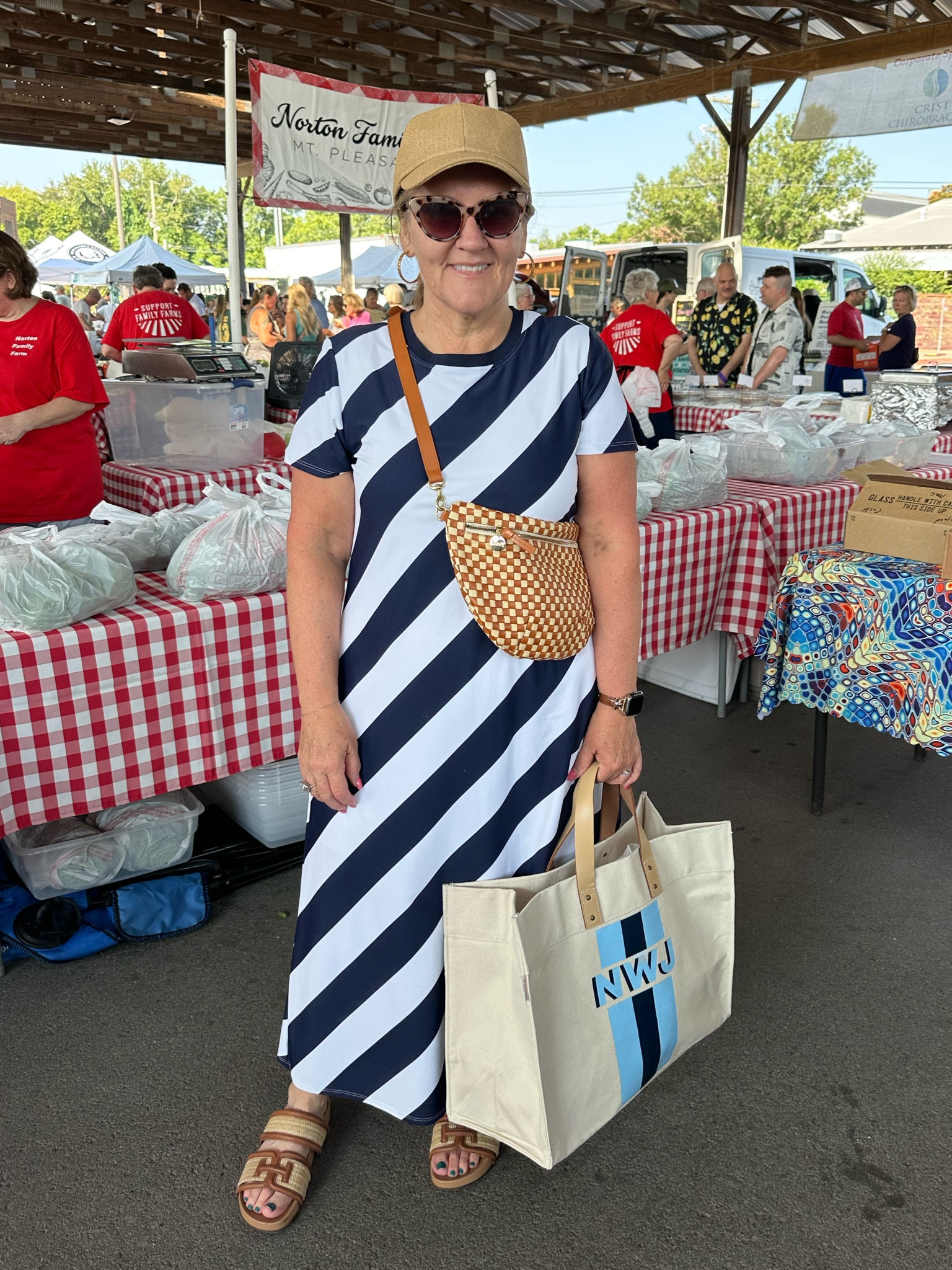 The perfect farmers market bag and dress. Order your larger size in this dress by Jude Connolly. It has an a line fit. The Jude cloth is a Lux easy wear easy care fabric.

#LTKMidsize #LTKSeasonal #LTKOver40