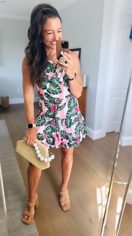 Capturing the essence of spring, this floral mini dress from Revolve is the perfect blend of style and sunshine! Paired with a chic woven clutch and statement wedges, it's a look that says you're ready for sunny days and balmy nights. #SpringFashion #FloralDress #RevolveStyle 

#LTKstyletip #LTKSeasonal #LTKparties