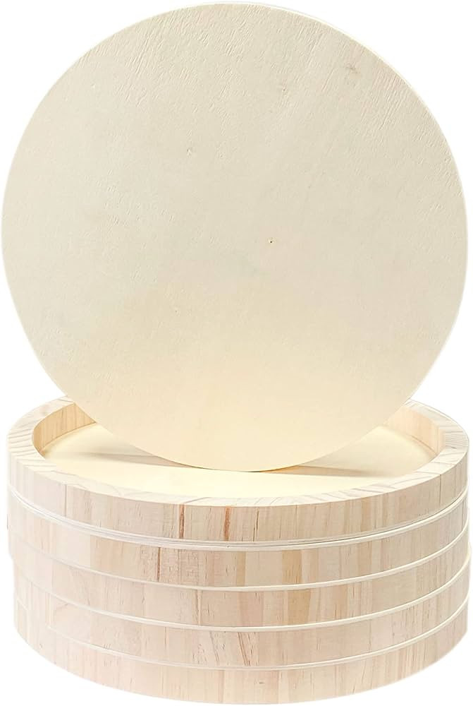 12 Inch 6 Pack Wood Art Panels Round Shaped Unfinished Wooden Canvas Panels Round Crafts Wood Pla... | Amazon (US)
